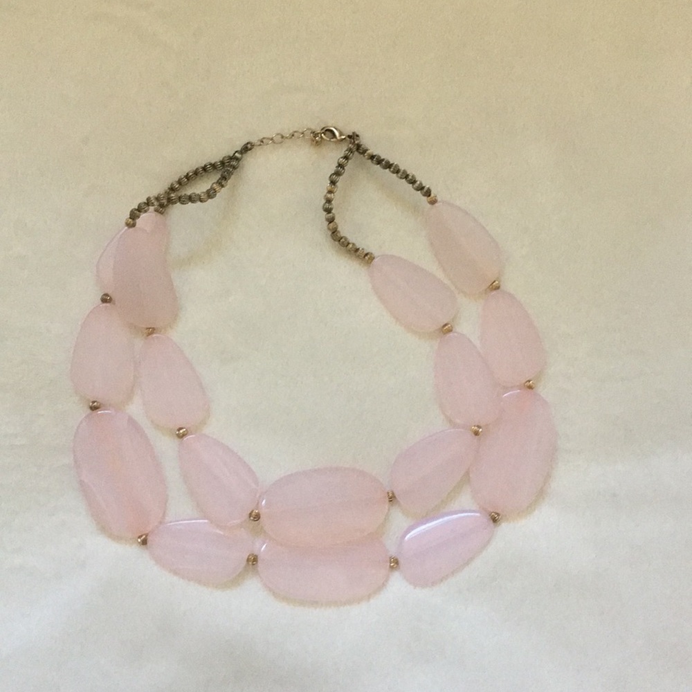 Baby pink double strand flat bead necklace